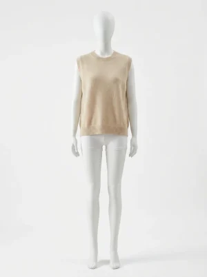 T shirt sans manche cachemire femme élégant minimaliste - Vue 1 - T shirt sans manche