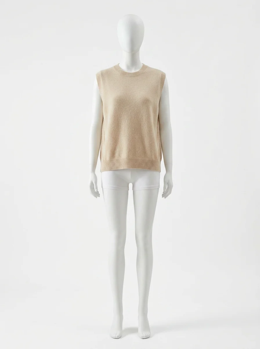 T shirt sans manche cachemire femme élégant minimaliste - Vue 1 - T shirt sans manche
