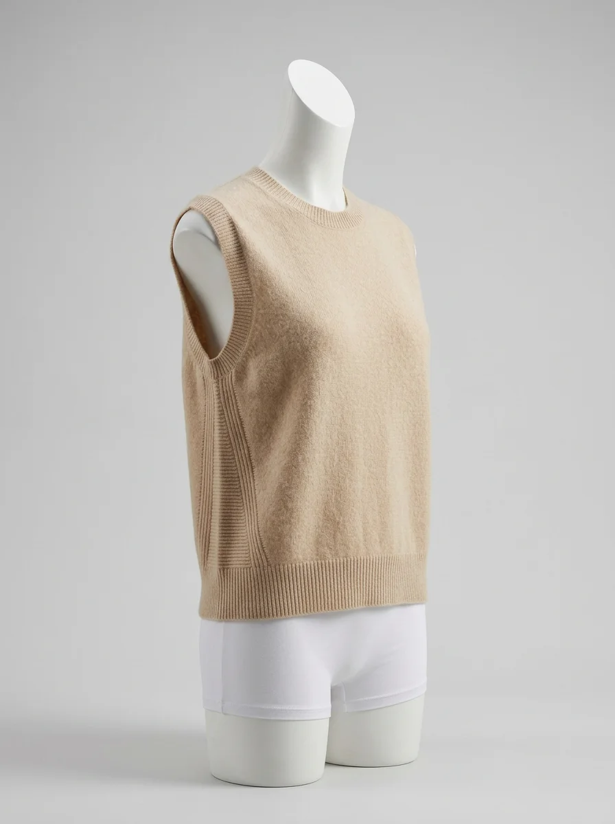 T shirt sans manche cachemire femme élégant minimaliste - Vue 2 - T shirt sans manche
