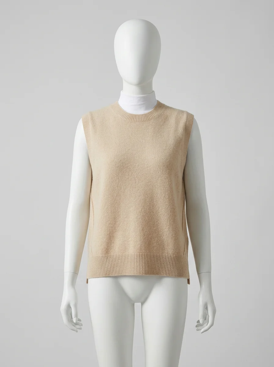 T shirt sans manche cachemire femme élégant minimaliste - Vue 4 - T shirt sans manche