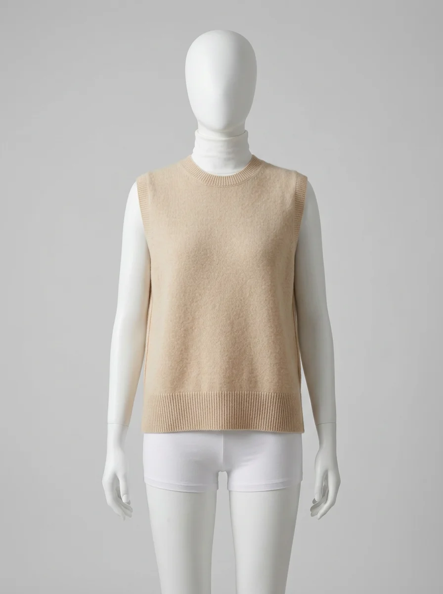 T shirt sans manche cachemire femme élégant minimaliste - Vue 5 - T shirt sans manche