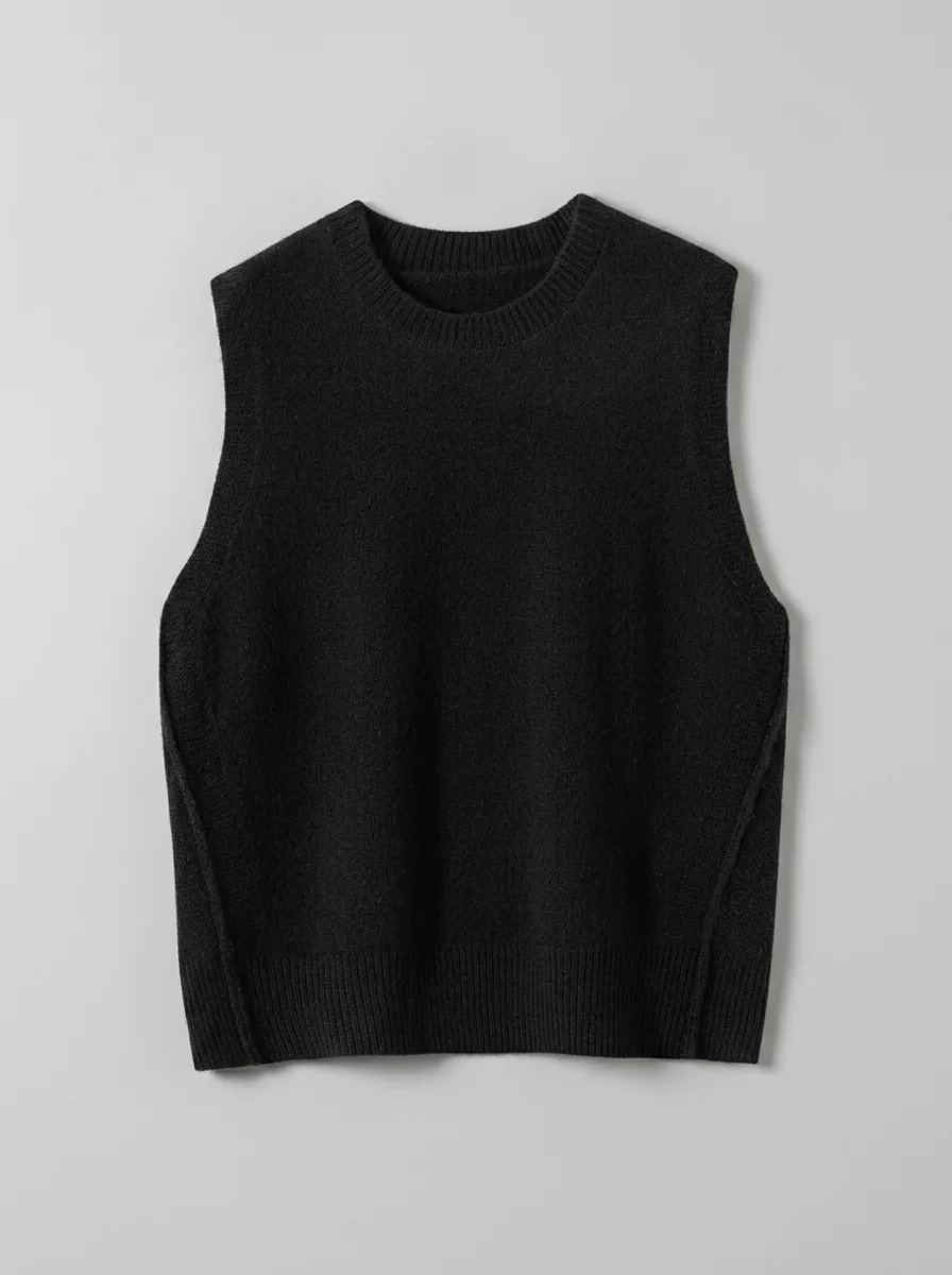 T shirt sans manche cachemire femme élégant minimaliste - Vue 6 - T shirt sans manche