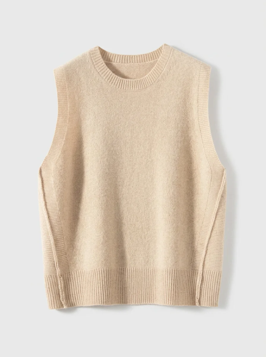 T shirt sans manche cachemire femme élégant minimaliste - Vue 7 - T shirt sans manche
