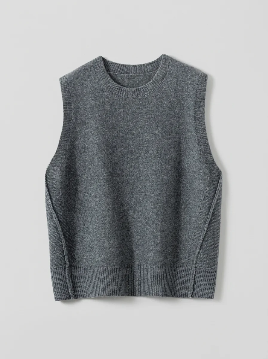 T shirt sans manche cachemire femme élégant minimaliste - Vue 8 - T shirt sans manche