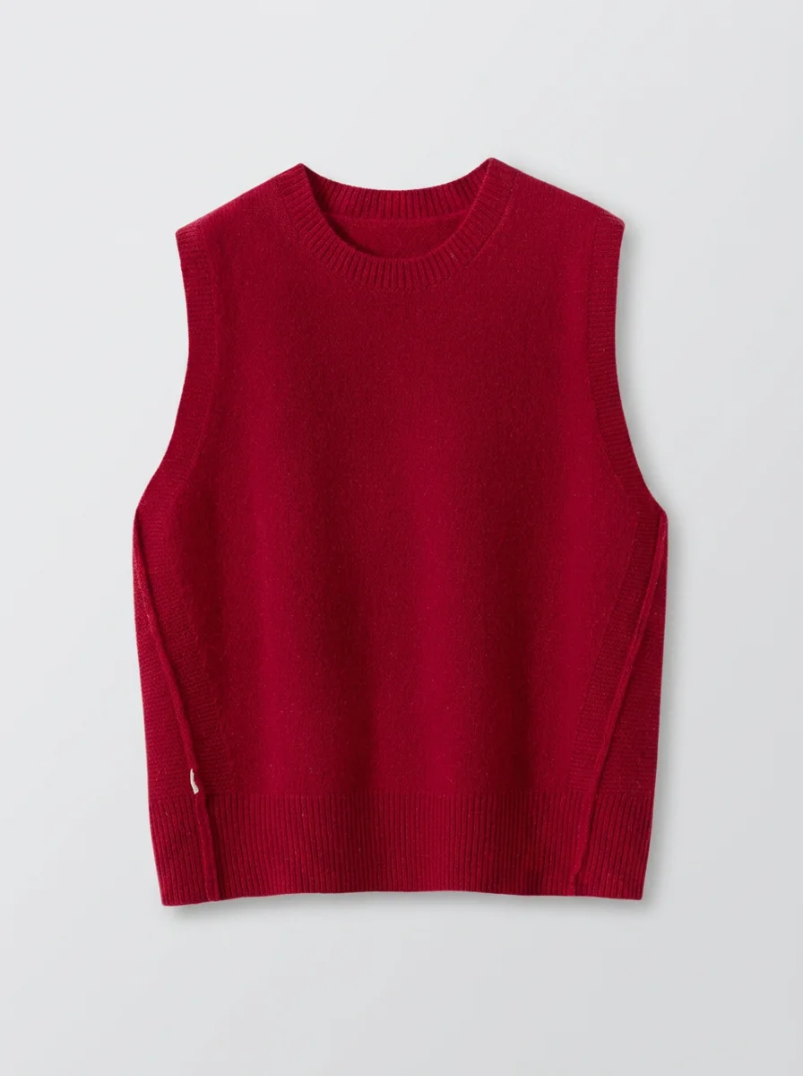 T shirt sans manche cachemire femme élégant minimaliste - Vue 9 - T shirt sans manche