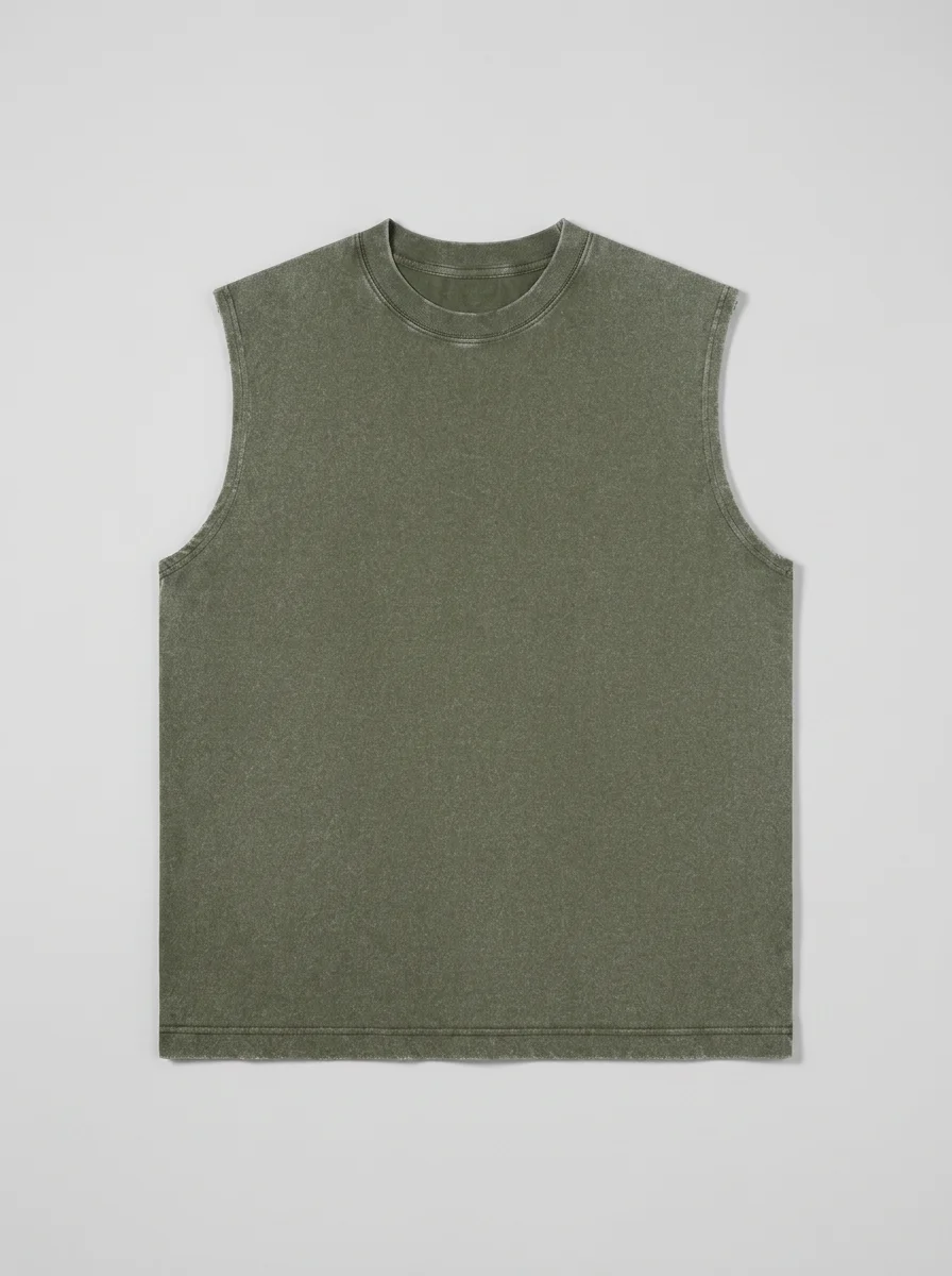 T shirt sans manche coton ample rétro délavé homme - Vue 10 - T shirt sans manche