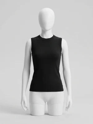 T shirt sans manche coton col rond couvrant femme - Vue 1 - T shirt sans manche