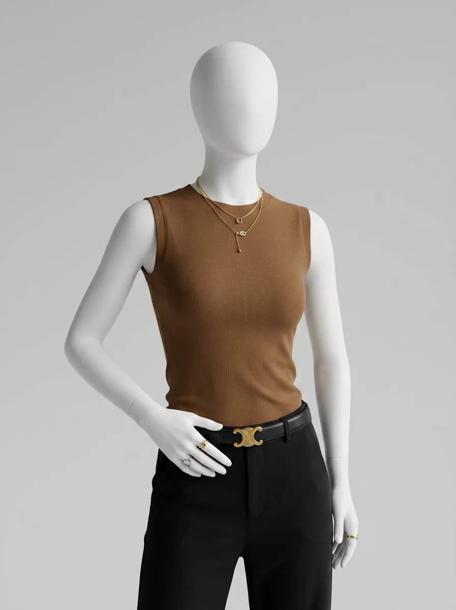 T shirt sans manche coton extensible quotidien femme - Vue 10 - T shirt sans manche