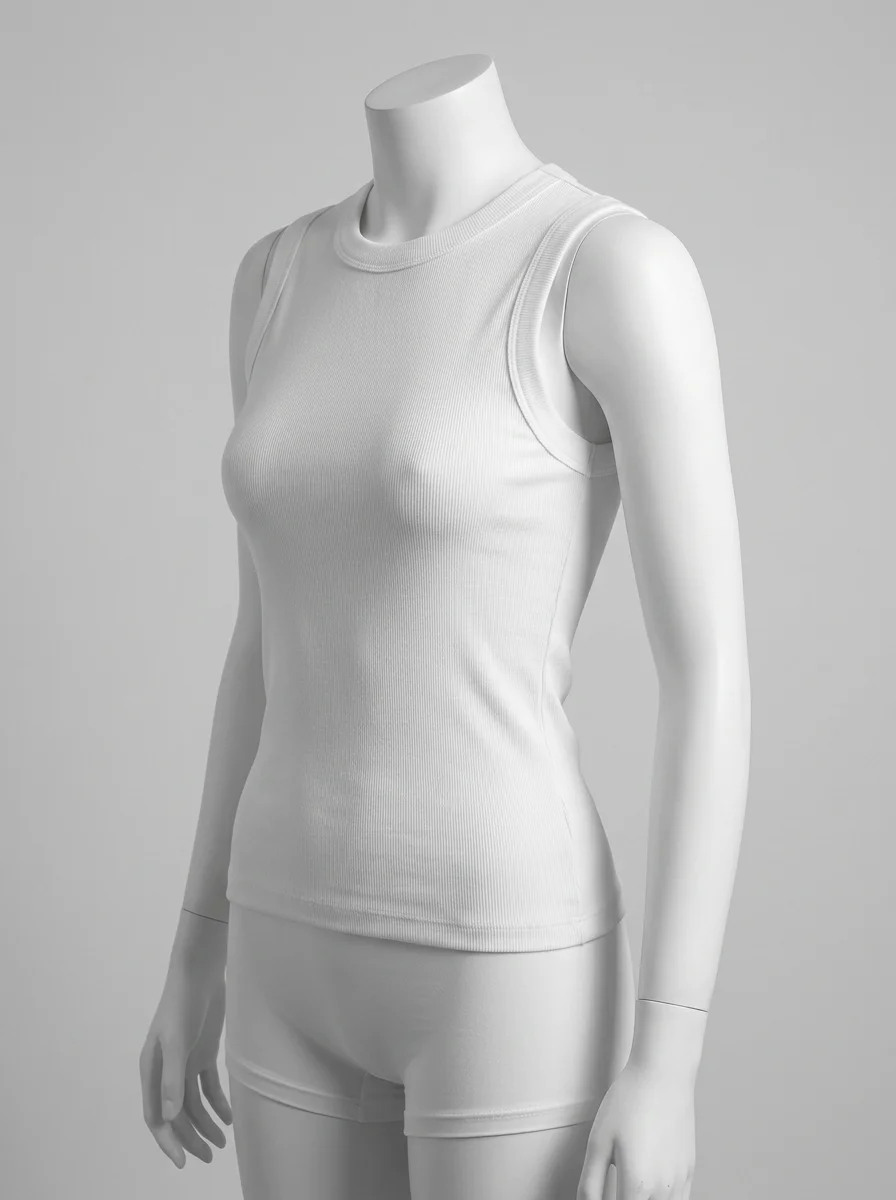 T shirt sans manche coton extensible quotidien femme - Vue 2 - T shirt sans manche