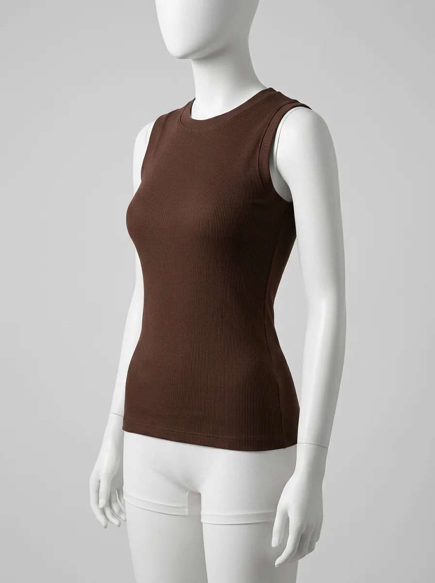 T shirt sans manche coton extensible quotidien femme - Vue 4 - T shirt sans manche