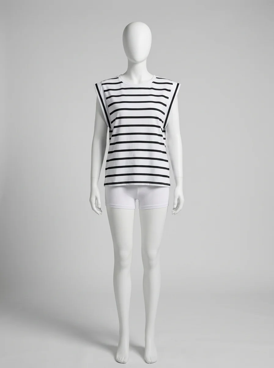 T shirt sans manche coton femme décontracté ample - Vue 4 - T shirt sans manche