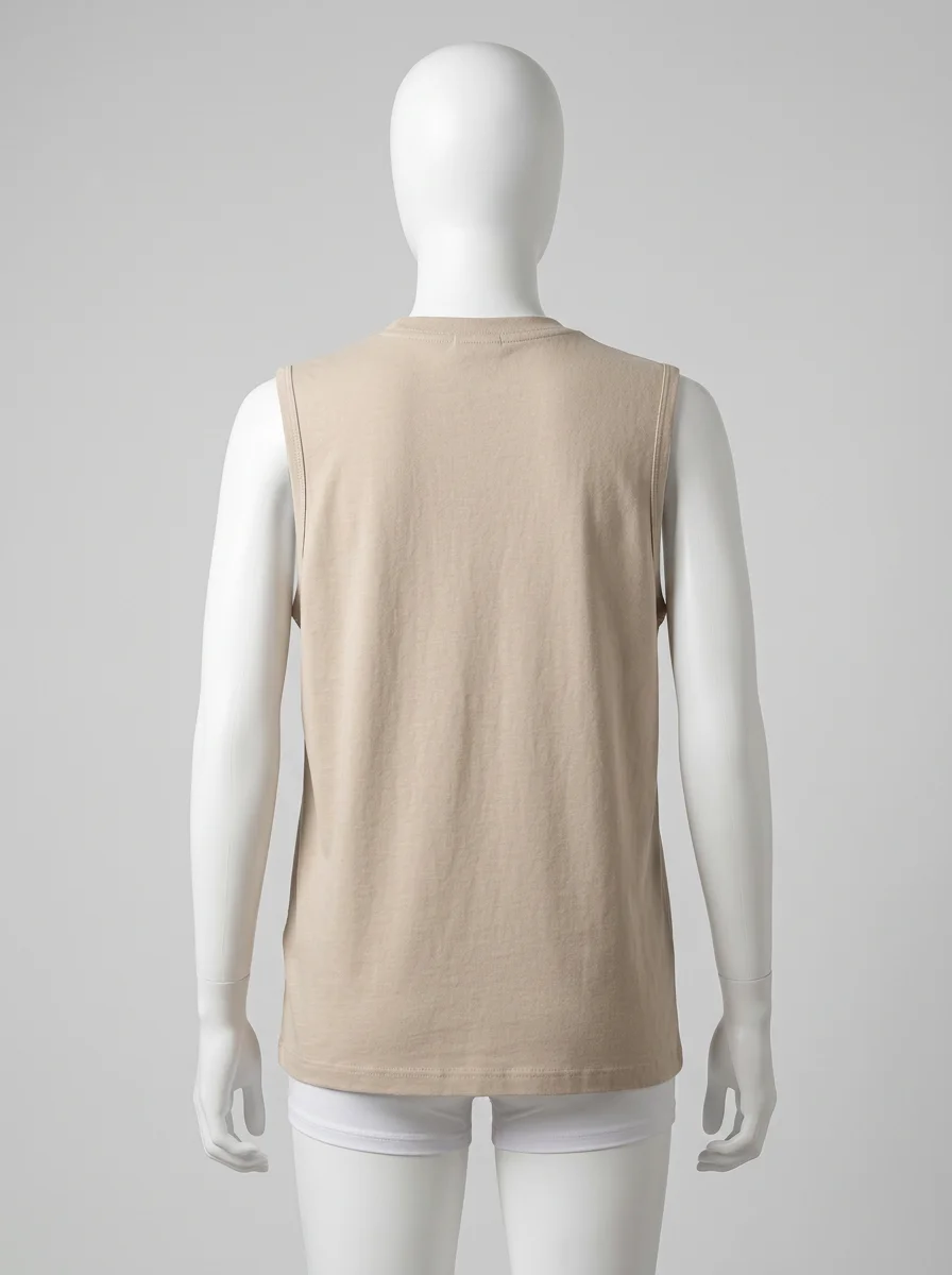T shirt sans manche coton fitness décontracté unisexe - Vue 3 - T shirt sans manche