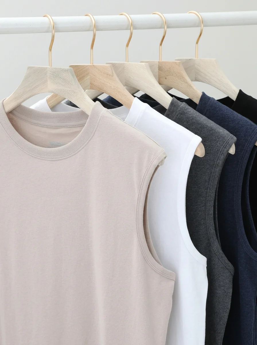T shirt sans manche coton fitness décontracté unisexe - Vue 7 - T shirt sans manche