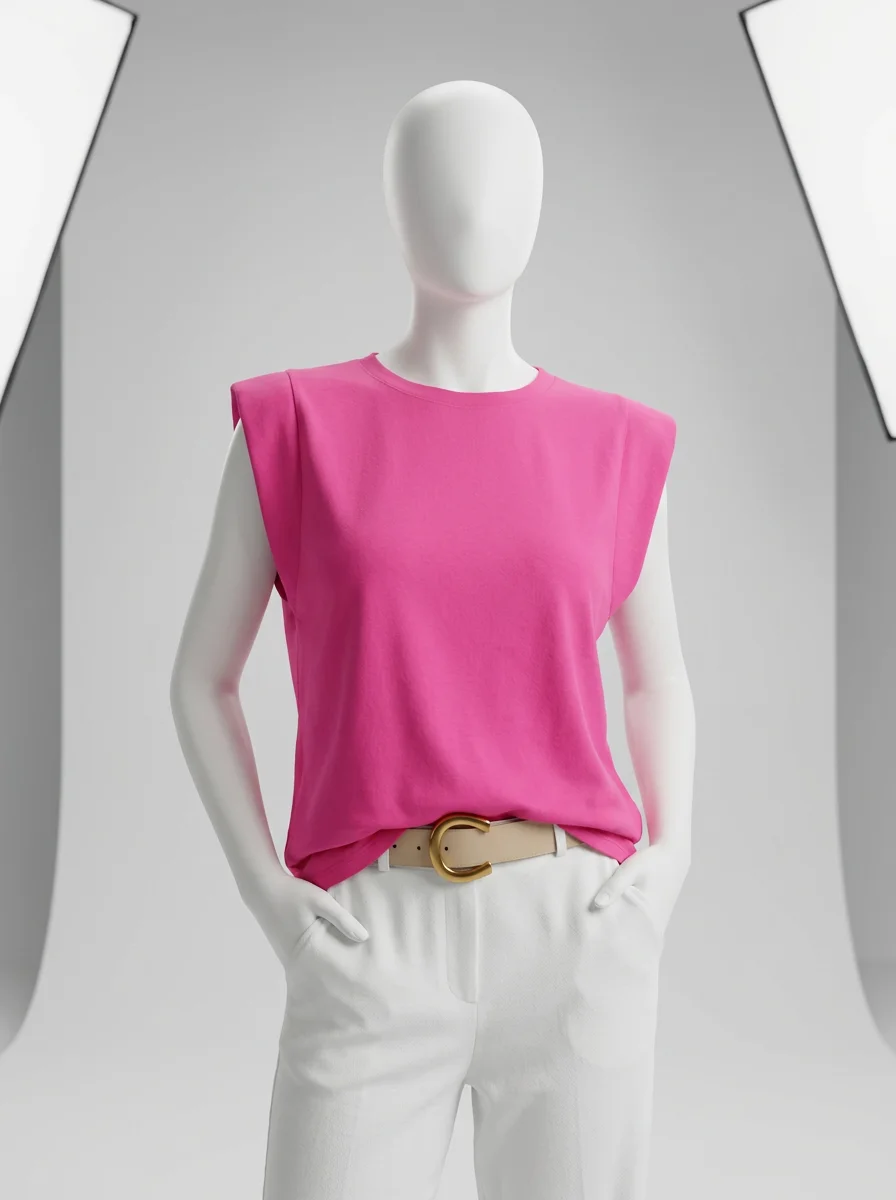 T shirt sans manche coton grande taille minimaliste été femme - Vue 5 - T shirt sans manche