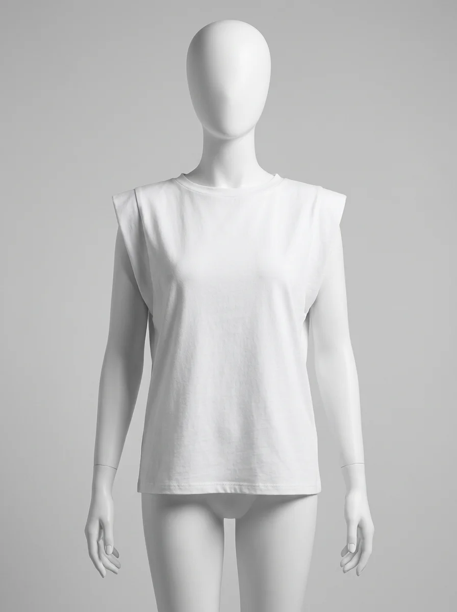 T shirt sans manche coton grande taille minimaliste été femme - Vue 7 - T shirt sans manche