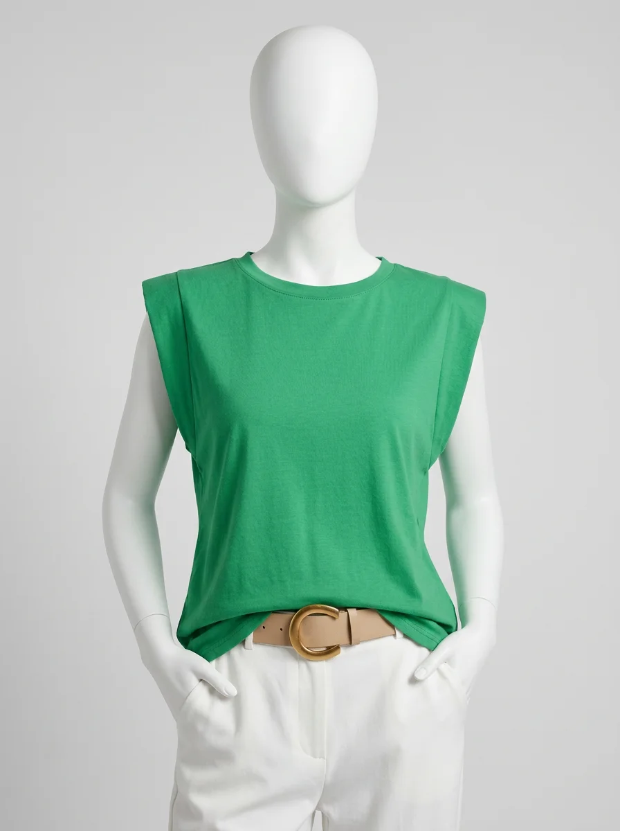 T shirt sans manche coton grande taille minimaliste été femme - Vue 8 - T shirt sans manche
