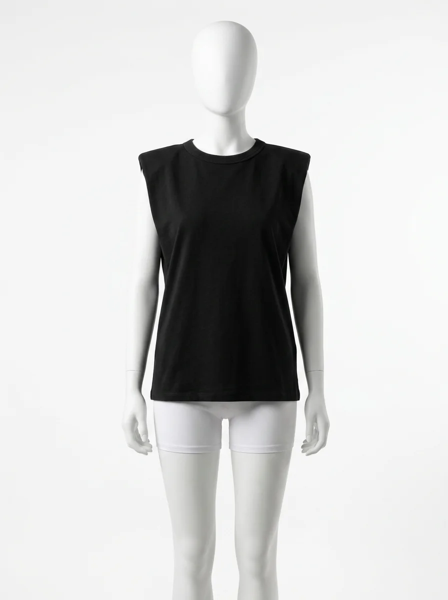 T shirt sans manche coton lycra structuré femme - Vue 1 - T shirt sans manche