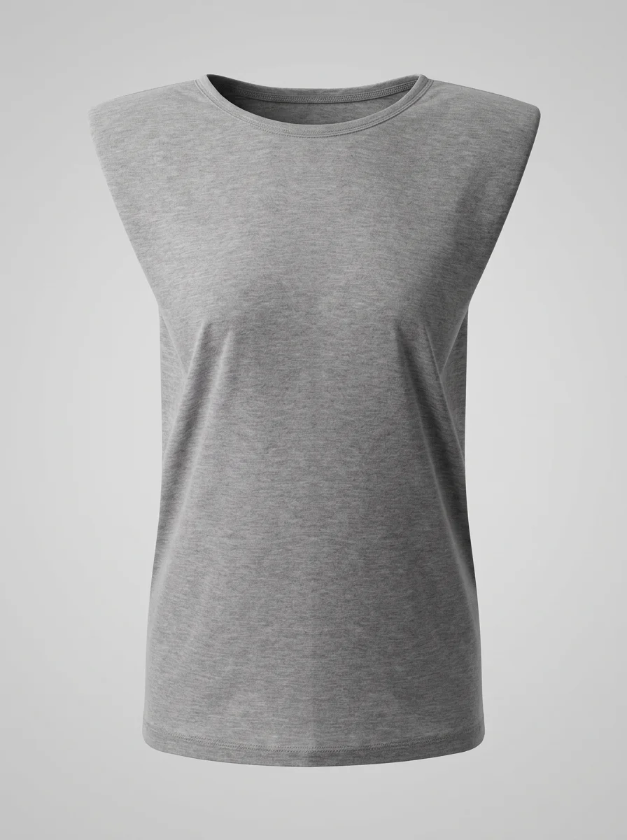 T shirt sans manche coton lycra structuré femme - Vue 16 - T shirt sans manche