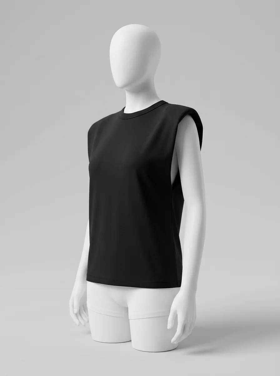 T shirt sans manche coton lycra structuré femme - Vue 2 - T shirt sans manche
