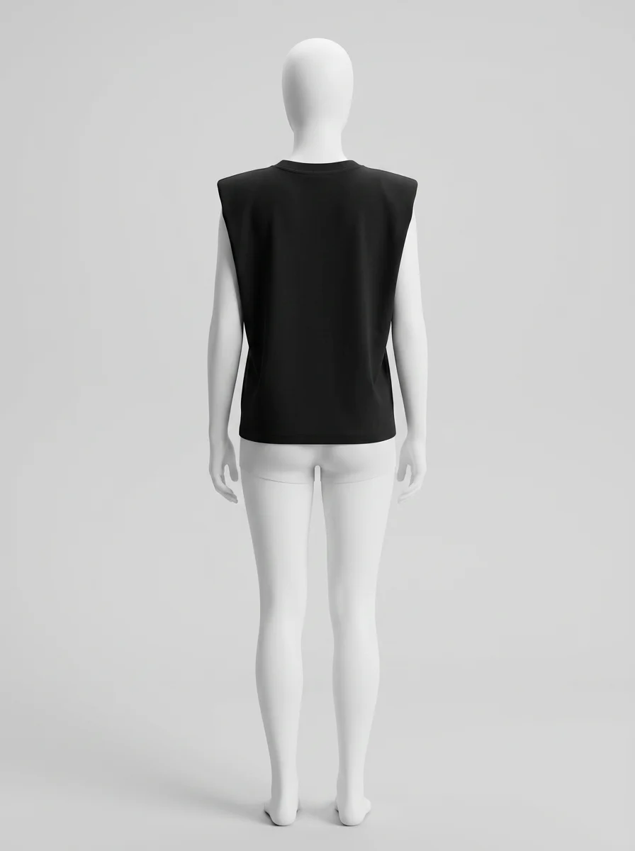 T shirt sans manche coton lycra structuré femme - Vue 4 - T shirt sans manche
