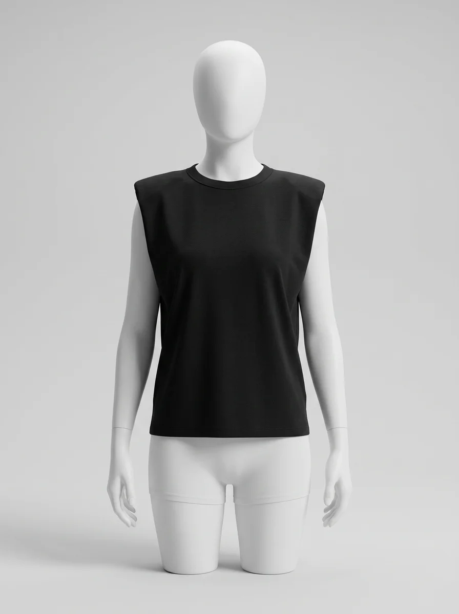 T shirt sans manche coton lycra structuré femme - Vue 5 - T shirt sans manche