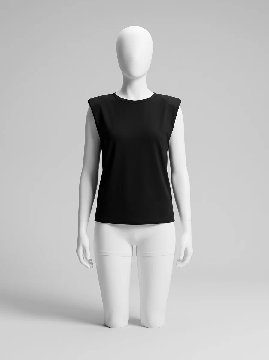 T shirt sans manche coton lycra structuré femme - Vue 7 - T shirt sans manche