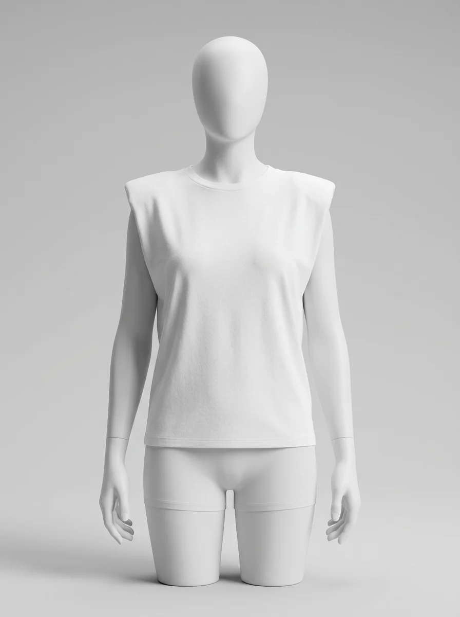 T shirt sans manche coton lycra structuré femme - Vue 9 - T shirt sans manche