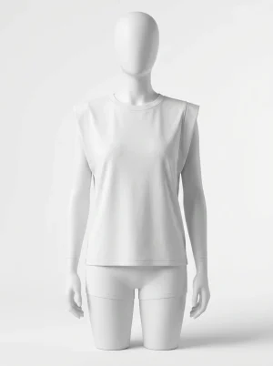 T shirt sans manche coton maille légère bureau femme - Vue 1 - T shirt sans manche