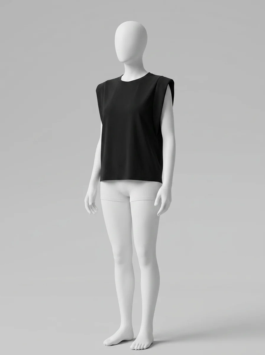 T shirt sans manche coton maille légère bureau femme - Vue 2 - T shirt sans manche