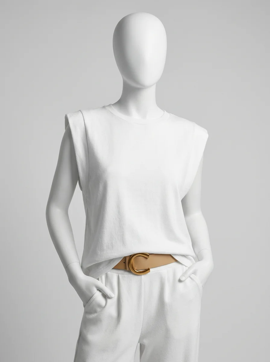 T shirt sans manche coton maille légère bureau femme - Vue 4 - T shirt sans manche
