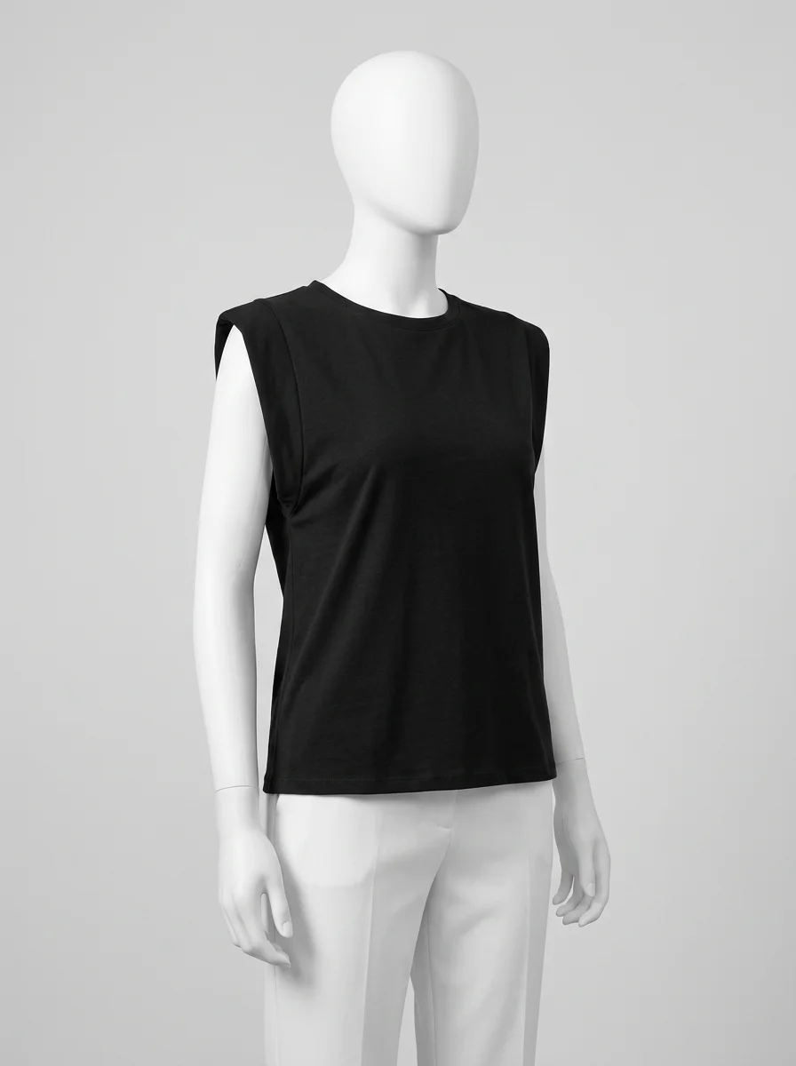 T shirt sans manche coton maille légère bureau femme - Vue 5 - T shirt sans manche