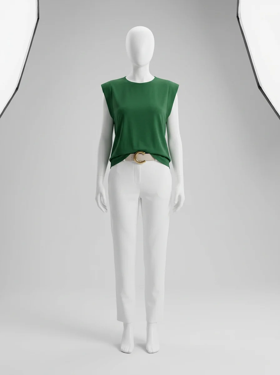 T shirt sans manche coton maille légère bureau femme - Vue 7 - T shirt sans manche