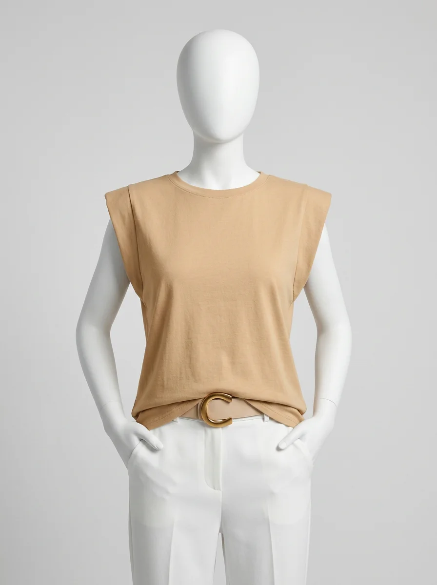T shirt sans manche coton maille légère bureau femme - Vue 8 - T shirt sans manche