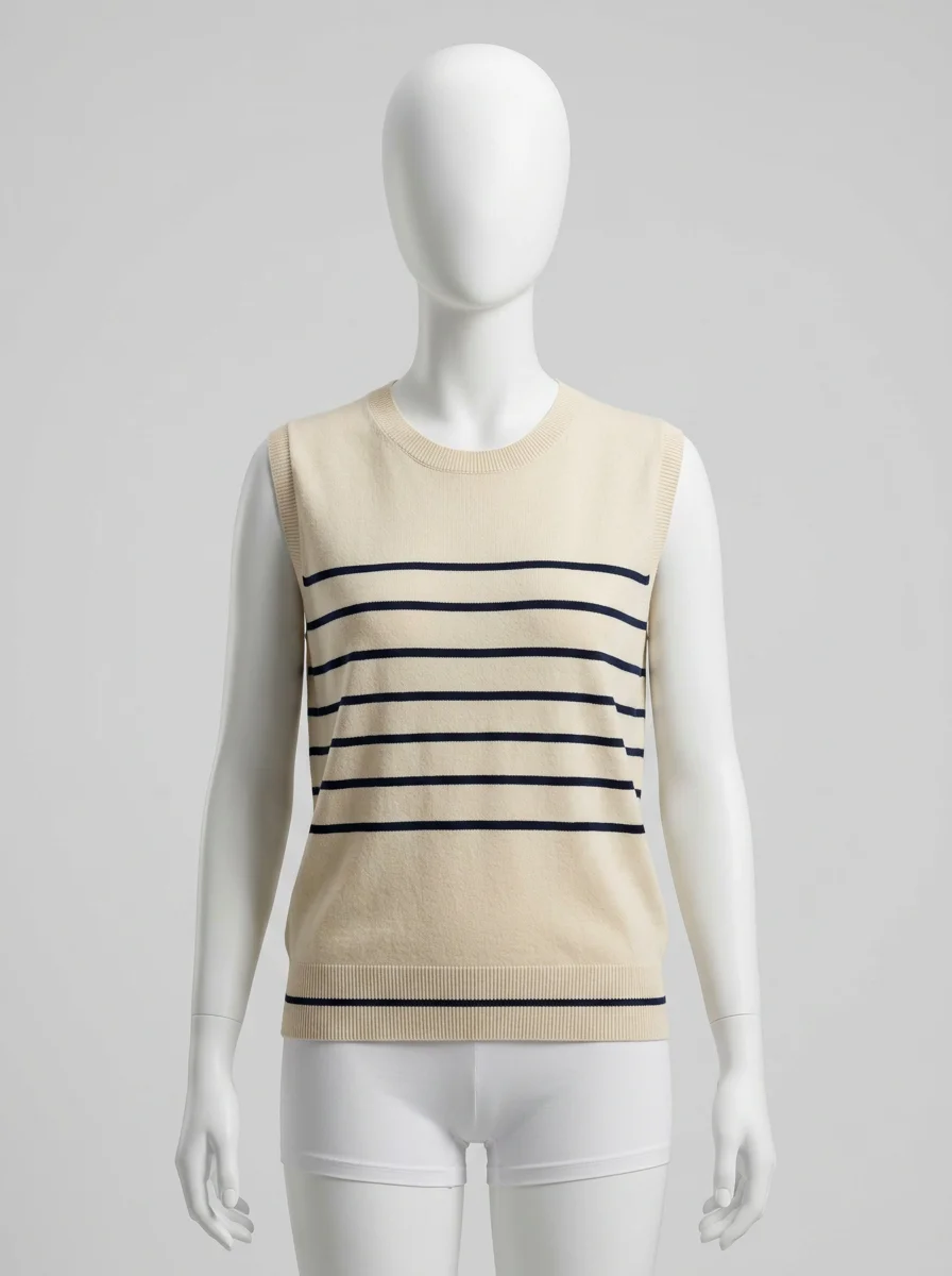 T shirt sans manche coton rayé décontracté femme - Vue 10 - T shirt sans manche