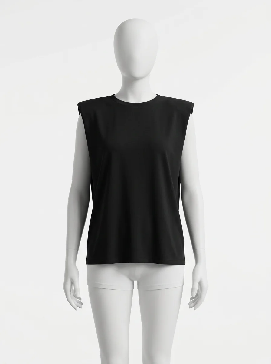 T shirt sans manche épaulettes femme ample silhouette fluide - Vue 1 - T shirt sans manche