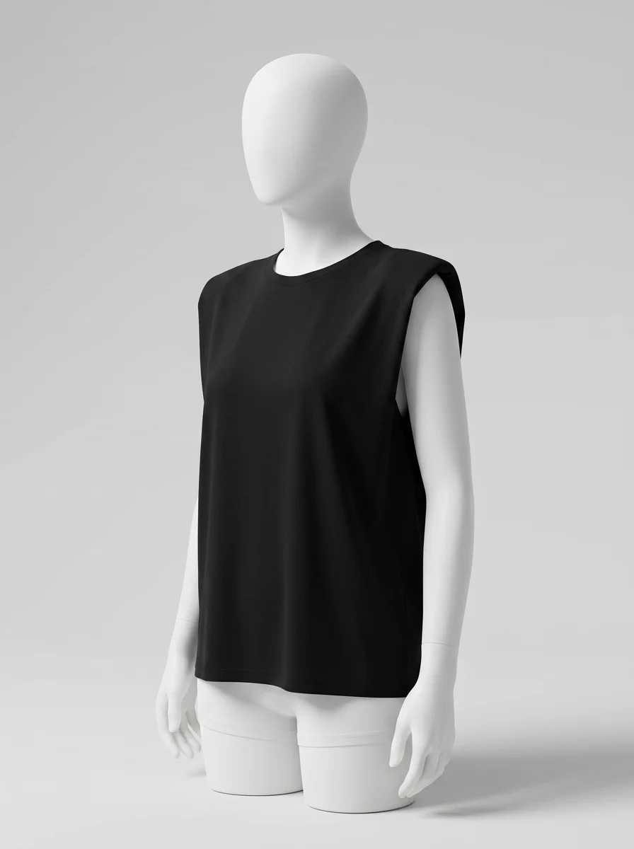T shirt sans manche épaulettes femme ample silhouette fluide - Vue 2 - T shirt sans manche