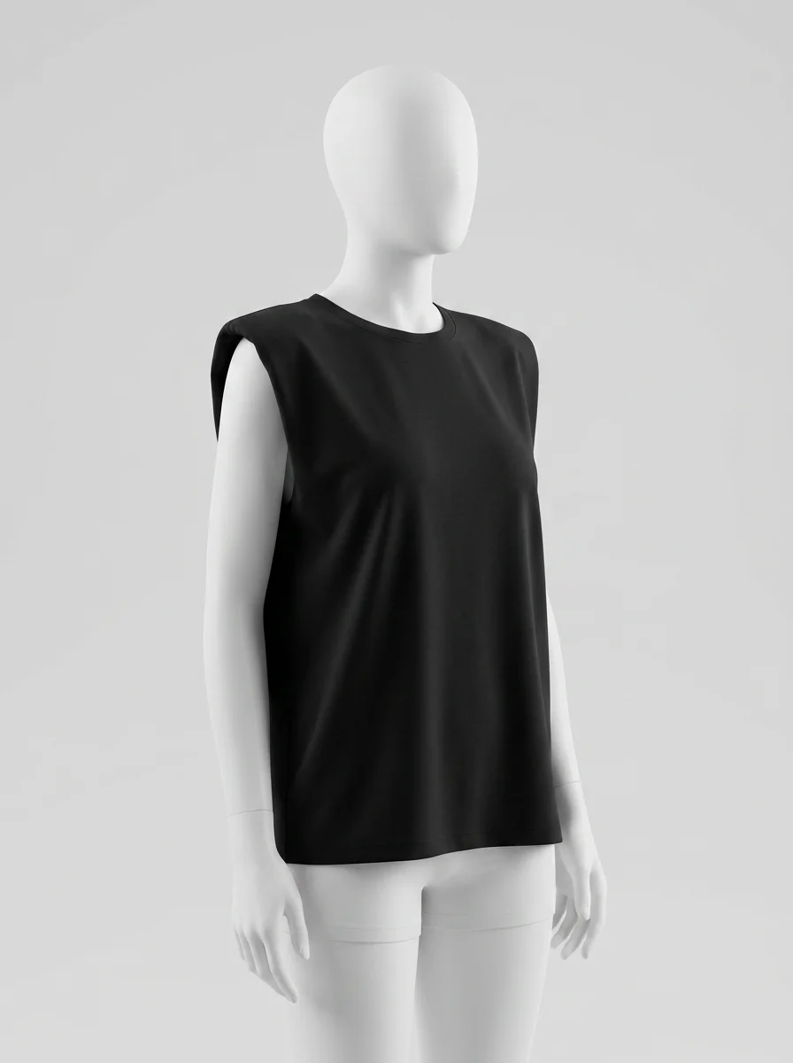 T shirt sans manche épaulettes femme ample silhouette fluide - Vue 3 - T shirt sans manche