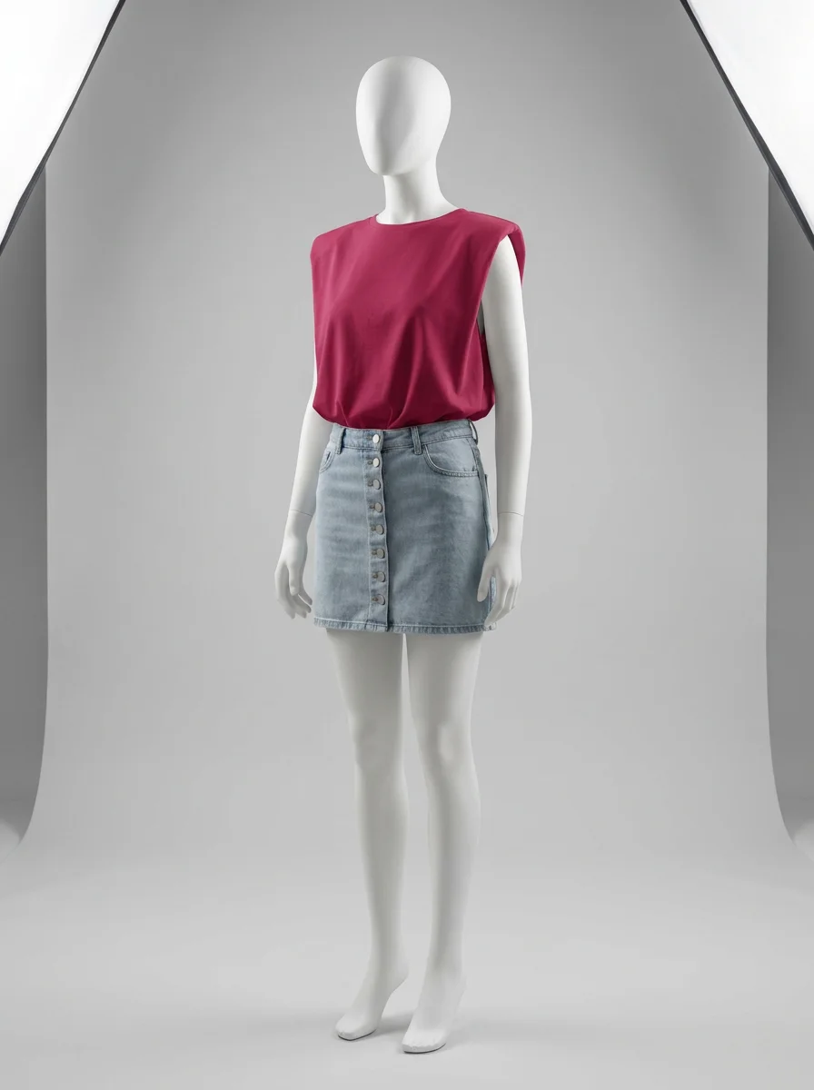 T shirt sans manche épaulettes femme ample silhouette fluide - Vue 7 - T shirt sans manche