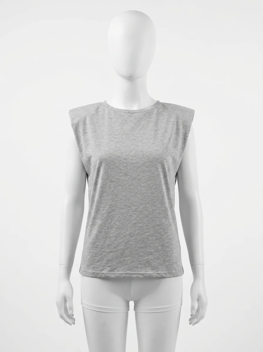 T shirt sans manche femme épaulettes silhouette moderne chic - Vue 1 - T shirt sans manche