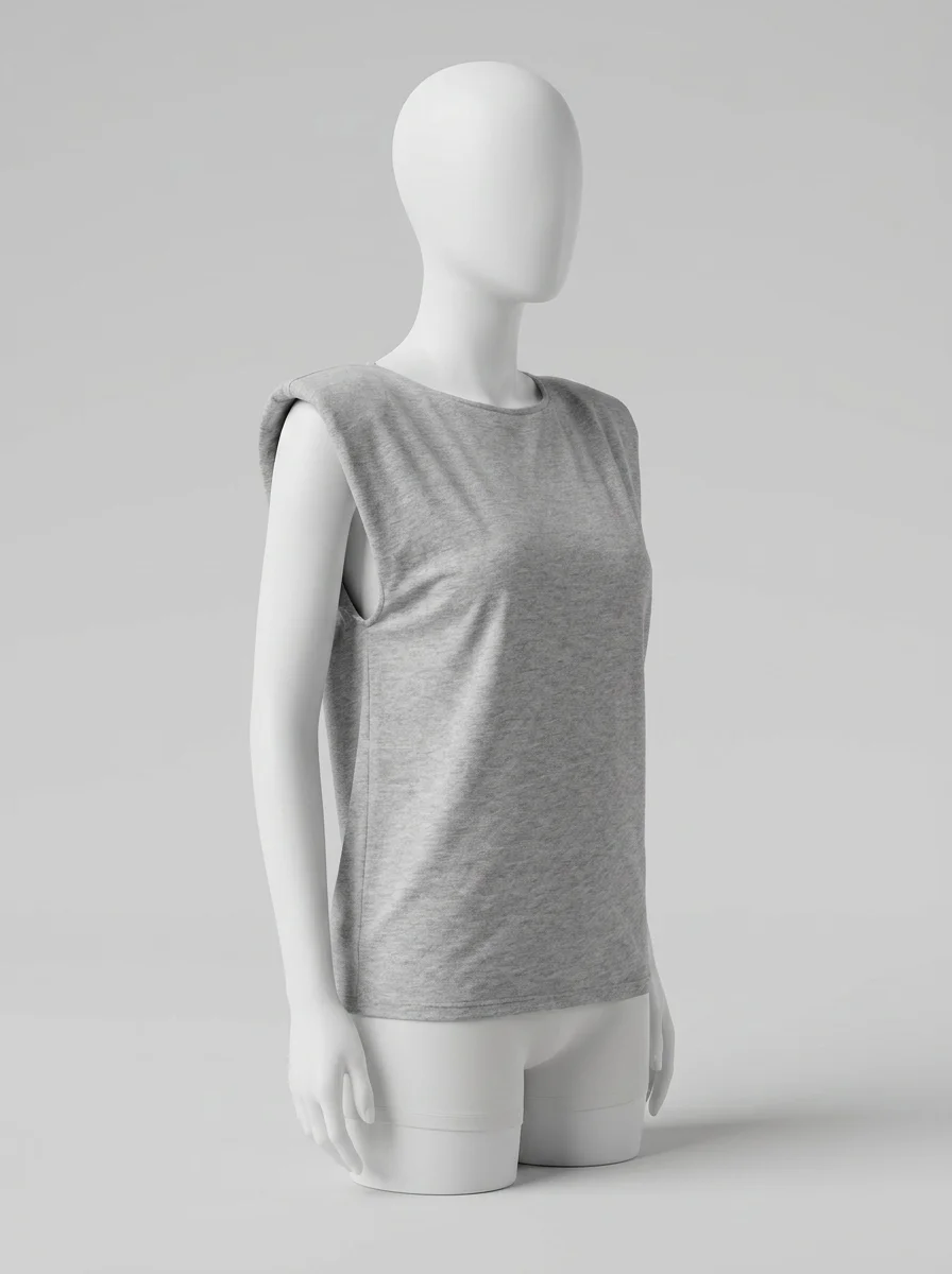 T shirt sans manche femme épaulettes silhouette moderne chic - Vue 2 - T shirt sans manche