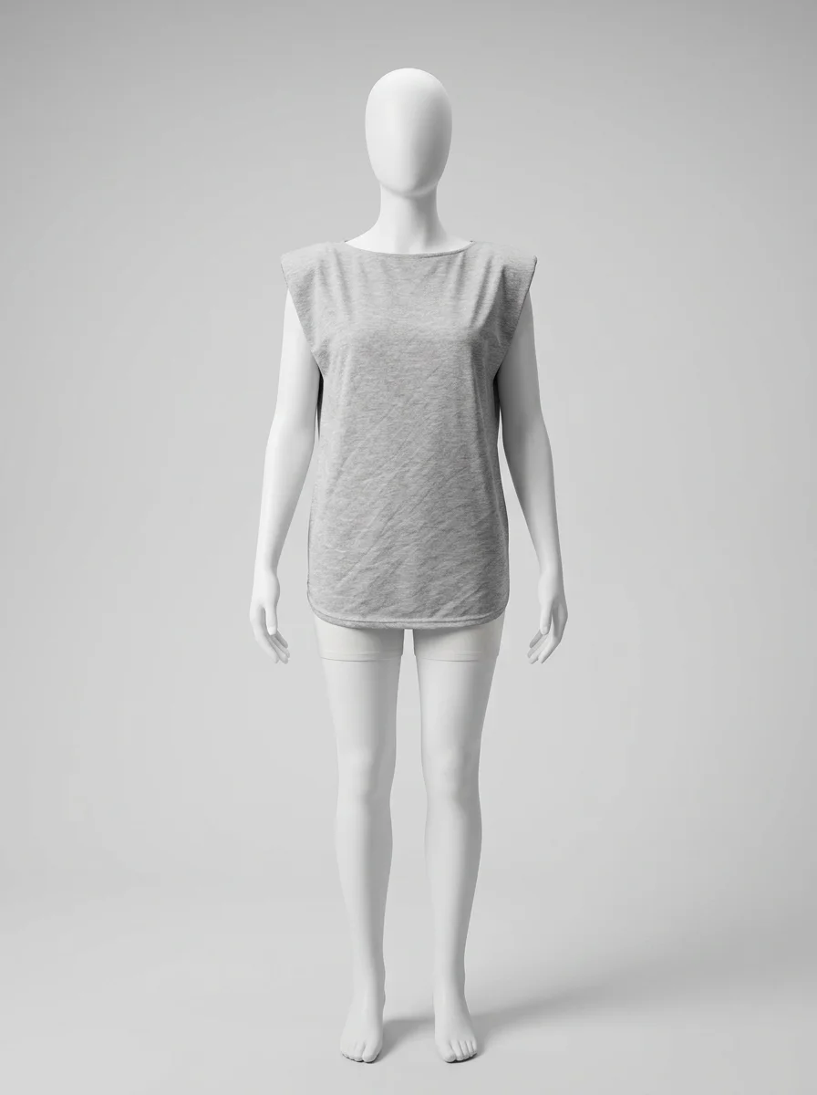 T shirt sans manche femme épaulettes silhouette moderne chic - Vue 4 - T shirt sans manche