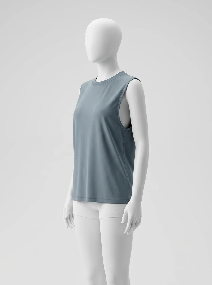 T shirt sans manche fluide extensible quotidien femme - Vue 6 - T shirt sans manche