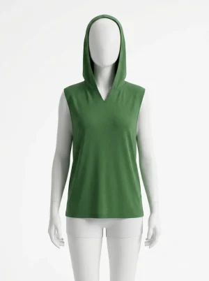 T shirt sans manche lyocell capuche ample quotidien femme - Vue 1 - T shirt sans manche