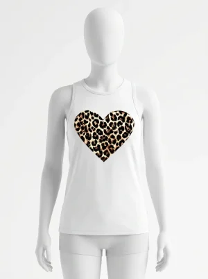 T shirt sans manche modal imprimé léopard quotidien femme - Vue 1 - T shirt sans manche