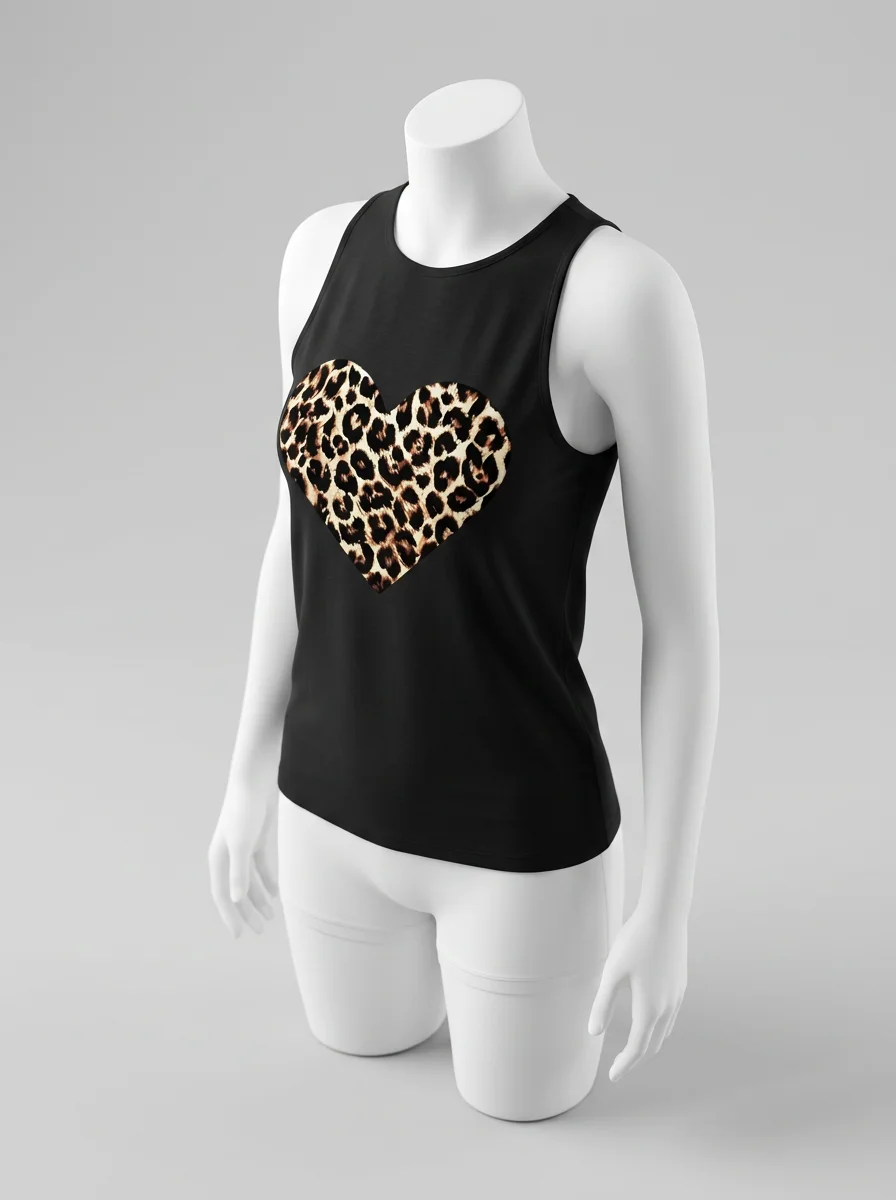 T shirt sans manche modal imprimé léopard quotidien femme - Vue 2 - T shirt sans manche