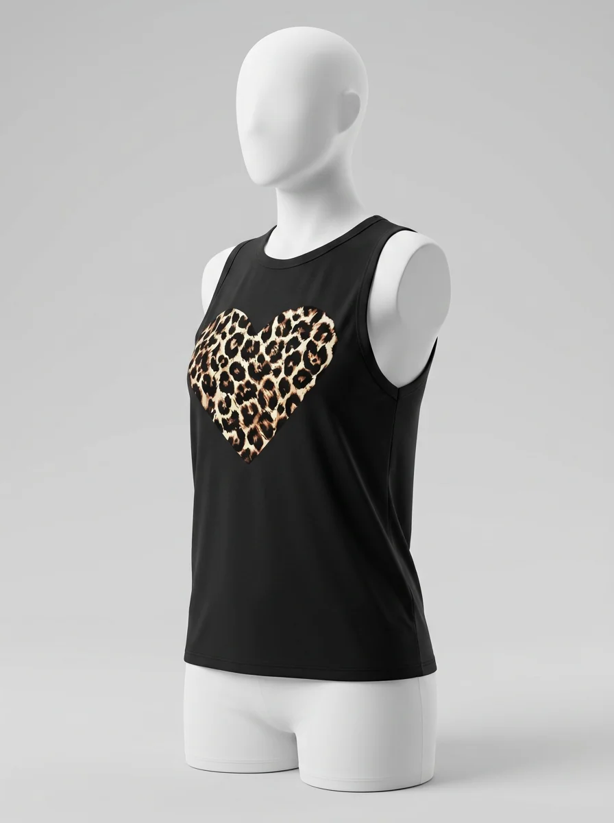 T shirt sans manche modal imprimé léopard quotidien femme - Vue 3 - T shirt sans manche