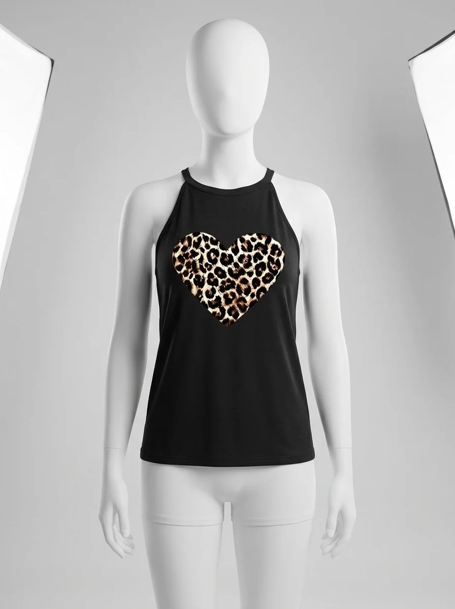 T shirt sans manche modal imprimé léopard quotidien femme - Vue 4 - T shirt sans manche