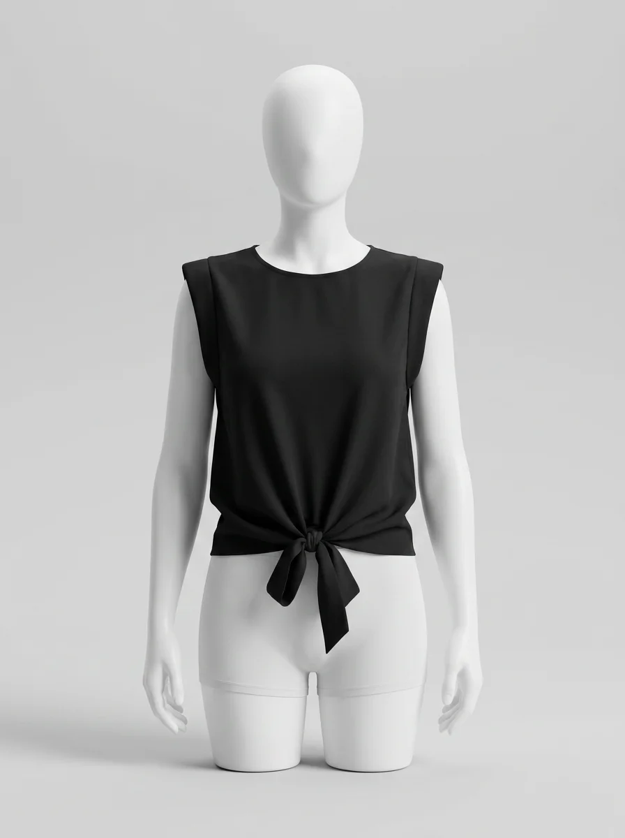 T shirt sans manche nœud frontal élégant quotidien femme - Vue 10 - T shirt sans manche