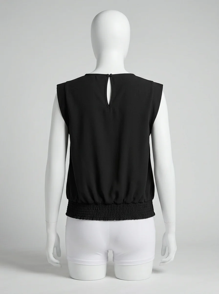 T shirt sans manche nœud frontal élégant quotidien femme - Vue 2 - T shirt sans manche