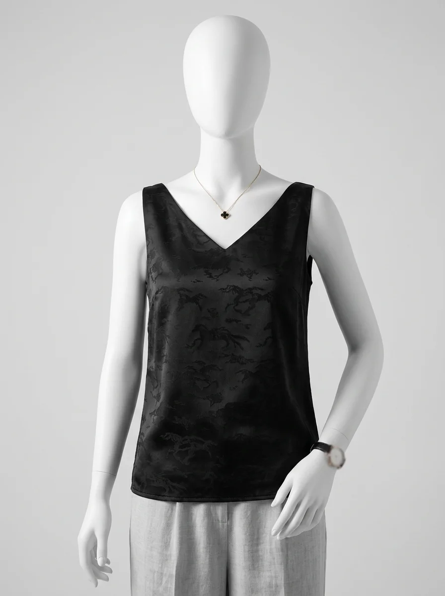 T shirt sans manche soie satin quotidien élégant femme - Vue 11 - T shirt sans manche